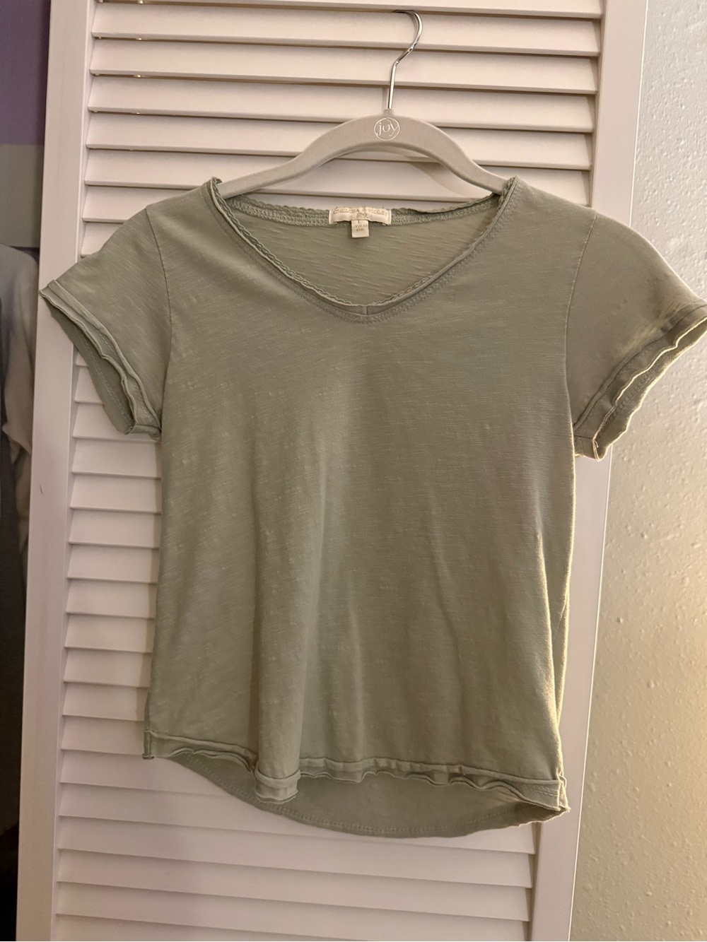 Chelsea & Violet Light Sage V-Neck Short Sleeve Tee